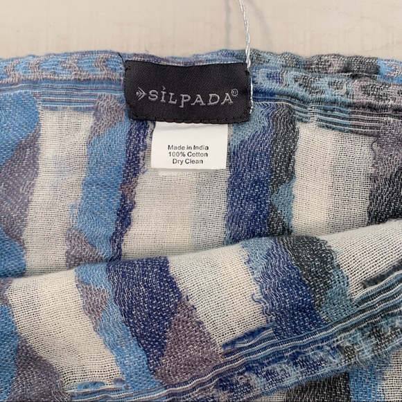 Silpada Blue White Stripe Avery Scarf Fringe - Picture 5 of 8